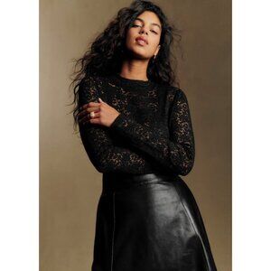 NWOT Sezane Taori Blouse - Black Lace Long Sleeve